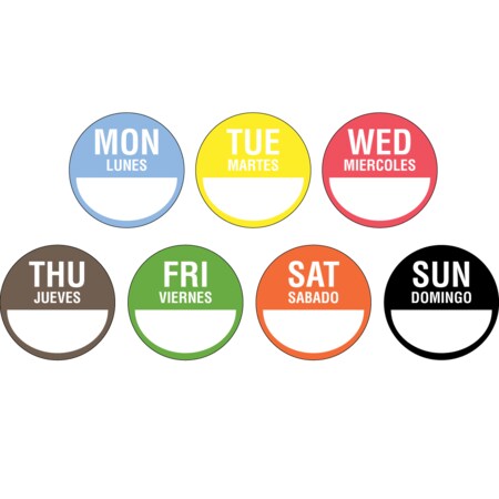 Nevs DaySpot Set - Monday thru Sunday 3" circle Assorted DDOT-SET3